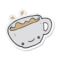 sticker of a cartoon cup of coffee