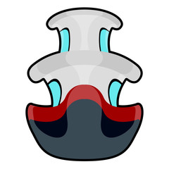 Front view of a comic ship. Public transport. Vector illustration design