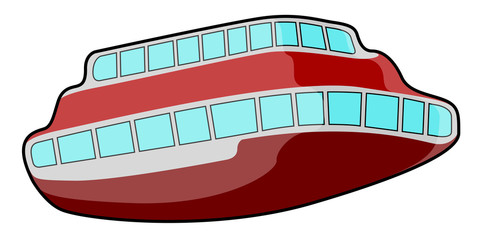 Isolated comic ship image. Public transport. Vector illustration design