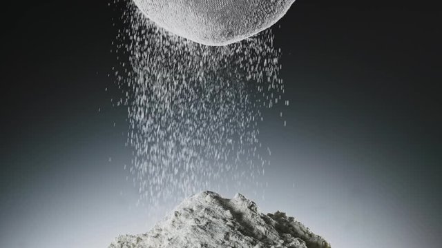 Sifting flour through sieve, slow motion