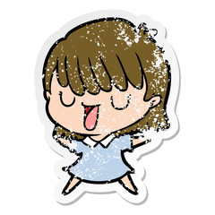 distressed sticker of a cartoon woman