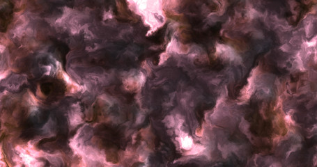 Stormy pink and red clouds in a nebula in space, slowly moving, forming and dissolving,