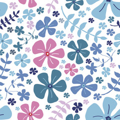 Pink Seamless floral pattern from my little garden. Vector illustration