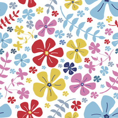 Red Seamless floral pattern from my little garden. Vector illustration