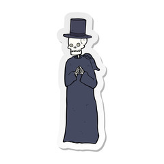 sticker of a spooky skeleton man in top hat