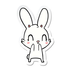 sticker of a cute cartoon rabbit