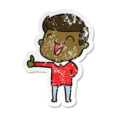 distressed sticker of a cartoon man laughing