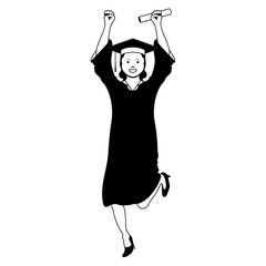 Isolated happy graduating woman. Vector illustration design