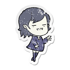 distressed sticker of a cartoon undead vampire girl reaching out