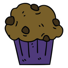 quirky hand drawn cartoon chocolate muffin cake