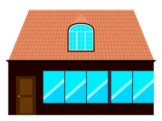 Front view of a modern house. Vector illustration design