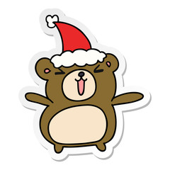 christmas sticker cartoon of kawaii bear