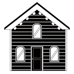 Monochrome front view of a modern house. Vector illustration design