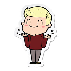 sticker of a cartoon friendly man