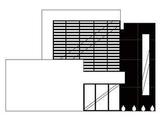 Monochrome front view of a modern house. Vector illustration design