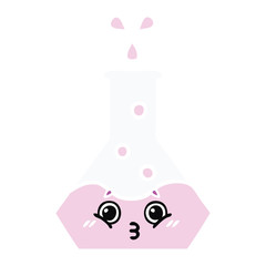 flat color retro cartoon science beaker