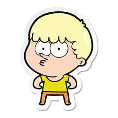Obraz premium sticker of a cartoon curious boy