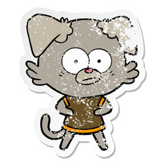 distressed sticker of a nervous dog cartoon