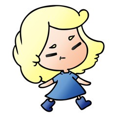 gradient cartoon of a cute kawaii girl