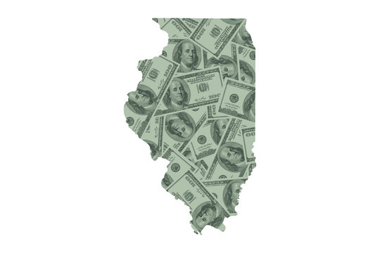 Illinois State Map and Money, Hundred Dollar Bills
