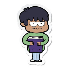 sticker of a annoyed cartoon boy