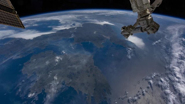 Time lapse of earth revolving viewing from NASA International Space Station (ISS) Ireland, England and Europe- images courtesy of NASA.