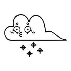 line drawing cartoon storm snow cloud