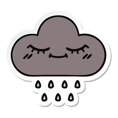 sticker of a cute cartoon storm rain cloud