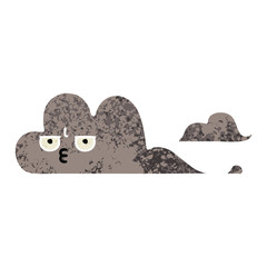 retro illustration style cartoon storm cloud