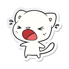 sticker of a cartoon cat crying