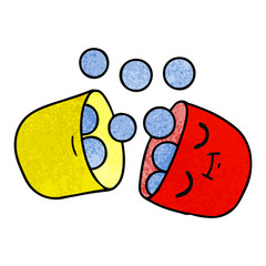 textured cartoon of a smiling pill