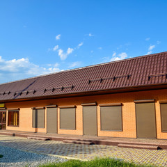 The roof of corrugated sheet on a building