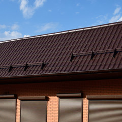 The roof of corrugated sheet on a building