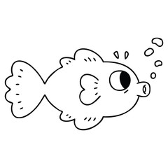 quirky line drawing cartoon fish