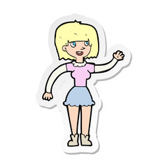 sticker of a cartoon girl waving