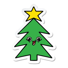 sticker of a cute cartoon christmas tree