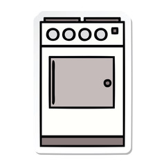 sticker of a cute cartoon oven and cooker