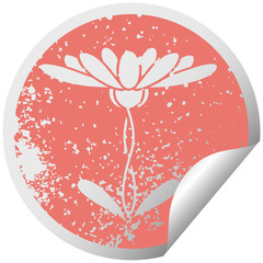 distressed circular peeling sticker symbol flower