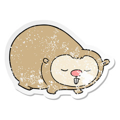 distressed sticker of a cartoon wombat