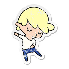 distressed sticker cartoon of kawaii cute boy