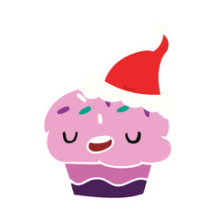 christmas cartoon of kawaii cupcake
