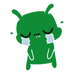 cartoon of cute sad alien
