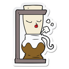 sticker of a cartoon filter coffee machine