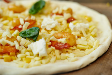 Shrimp and corn pizza