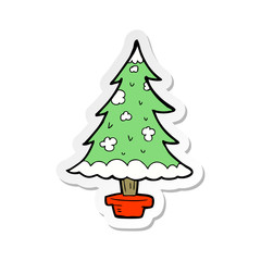 sticker of a cartoon christmas tree