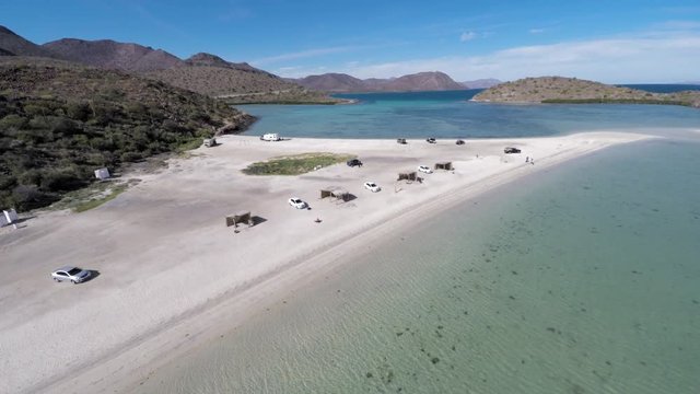 Aerial shot of the beach El Requeson, Concepcion Bay, Baja California Sur