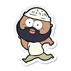 sticker of a cartoon bearded man running