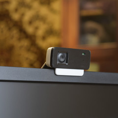 Web camera, attached to the monitor. Equipment for video