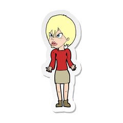 sticker of a cartoon annoyed woman