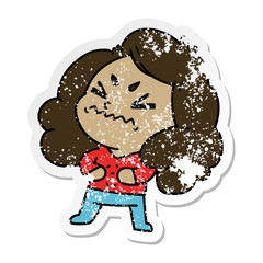 distressed sticker cartoon of cute kawaii girl